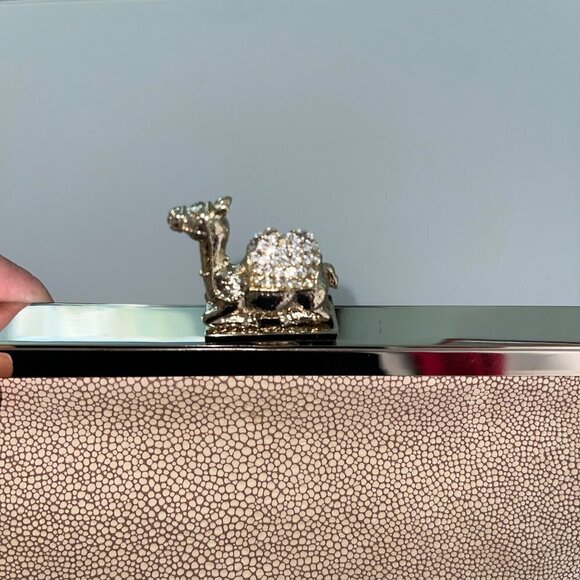 Kate Spade Queen Of The Nile Clutch Purse Tan Stingray Leather Gold Hardware - Picture 12 of 14